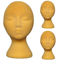 Yellow Sponge Mannequin Head Holder Wig Hat Model Practical Flocking Display Tool