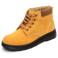 Yellow Suede Non Slip Ankle Lace Up Outdoor High Top Boots