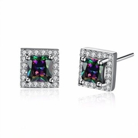 YUEYIN® Colourful Zircon Square Shape Women Ear Stud