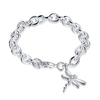 YUEYIN Dragonfly Bracelet Simple Silver Plated Dragonfly Pendant Bracelet