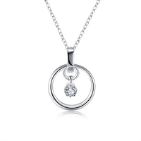 YUEYIN Elegant Luxury Necklace Zircon Circle Pendant Necklace