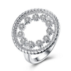 YUEYIN Elegant Ring Hollow Flower Zircon Ring for Women