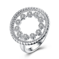 YUEYIN Elegant Ring Hollow Flower Zircon Ring for Women