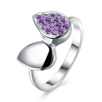 YUEYIN Elegant Ring Silver Plated Zircon Bow Knot Women Ring