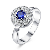 YUEYIN Luxury Ring Blue Zircon Elegant Ring for Women Gift