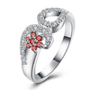 YUEYIN Luxury Ring Elegant Red Zircon Flower Ring for Women