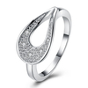 YUEYIN Luxury Ring Water Drop Zircon Silver Plated Ring
