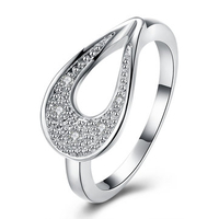 YUEYIN Luxury Ring Water Drop Zircon Silver Plated Ring