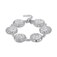 YUEYIN Pattern Bracelet Silver Plated Hollow Flower Pattern Women Bracelet
