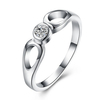 YUEYIN Simple Ring Two Circle Zircon Ring for Women Gift