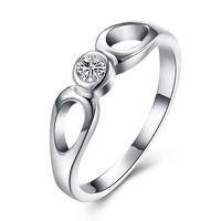 YUEYIN Simple Ring Two Circle Zircon Ring for Women Gift