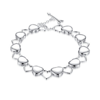 YUEYIN Sweet Bracelet Heart Hollow Silver Plated Bracelet for Women Gift