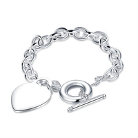 YUEYIN Sweet Bracelet Heart Lock Silver Plated Women Bracelet