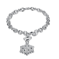 YUEYIN Sweet Bracelet Snowflake Rhinestone Silver Plated Women Bracelet
