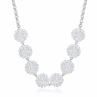 YUEYIN® Sweet Flower Necklace Silver Plated Rose Pendant
