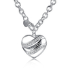 YUEYIN Sweet Heart Necklace Hollow Rhinestone Heart Silver Plated Neckalce