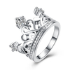 YUEYIN Sweet Ring Heart Zircon Crown Ring for Women Gift