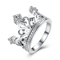 YUEYIN Sweet Ring Heart Zircon Crown Ring for Women Gift