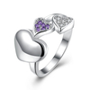 YUEYIN Sweet Ring Silver Plated Heart Zircon Women Ring