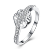 YUEYIN Sweet Ring Silver Plated Hollow Flower Zircon Ring