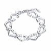 YUEYIN Sweet Women Bracelet Silver Hollow Heart Bracelet for Wedding Gift