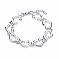 YUEYIN Sweet Women Bracelet Silver Hollow Heart Bracelet for Wedding Gift