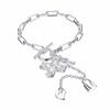 YUEYIN Tassel Bracelet Multilayer Cross Lock Key Silver Plated Bracelet