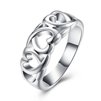 YUEYING Sweet Ring Hollow Heart Silver Plated Women Ring