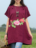 ZHI Short Sleeve Embroidered Plate Buckle T-shirts For Women