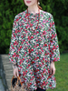 ZHI Vintage Women Floral Printed Long Sleeve Side Split T-shirts