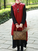 ZHI Women Fake Two Pieces Long Sleeve Stand Collar Maxi Dresses
