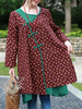 ZHI Women Printed Two Layers Plate Buckle Long Sleeve Loose Shirts
