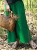 ZHI Women Pure Color Side Split Elastic Waist Vintage Skirts