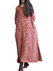 ZHI Women Vintage Half Sleeve Side Split Long Maxi Dresses