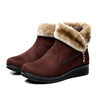 Zipper Folded Warm Fur Lining Wedge Heel Ankle Boots