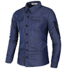 Zipper Pocket Solid Color Pure Cotton Dress Shirt