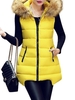 Zipper Slim Thick Casual Fur Collar Sleeveless Hood Long Coat