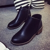 Zipper Square Heel Pure Color Ankle Short Boots For Women