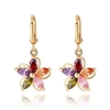 Zircon Crystal Gold Plated Colorful Flower Earrings