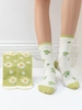 2 Paires Chaussettes Mi-Mollet à Imprimé Fleuries