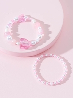 2 Pièces Bracelets en Forme de Cœur avec Fausse Perle