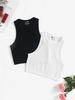2 Pièces Débardeur de Sport Court Côtelé en Tricot M Multi a