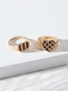 2 Pièces Ensemble de Bague Cœur à Carreaux