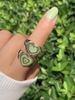 2 Pièces Ensemble de Bague Epais Cœur Bicolore