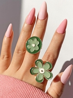 2 Pièces Ensemble de Bague Fleur