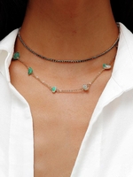 2 Pièces Ensemble de Colliers Motif Pierre et Strass