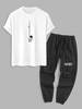 2 Pièces Ensemble de T-shirt à Imprimé Astronaute à Manches Courtes et de Pantalon Cargo Taille unique Multi a