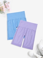 2 Pièces Short de Sport Bande Large en Couleur Unie L Multi d