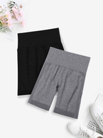 2 Pièces Short de Sport Bande Large en Couleur Unie S Multi c