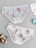 2 Pièces Slip Lingerie Fleuri Imprimé de Grande Taille